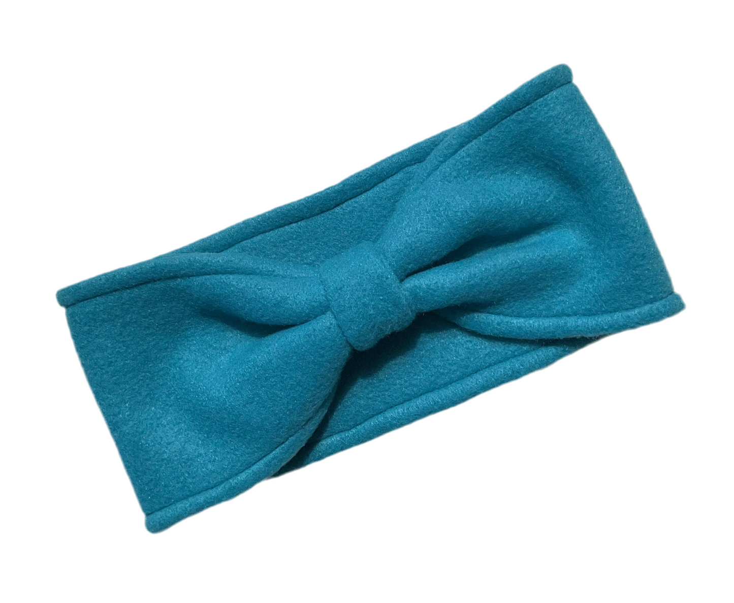 Bow style Fleece headband ear warmer in bold teal