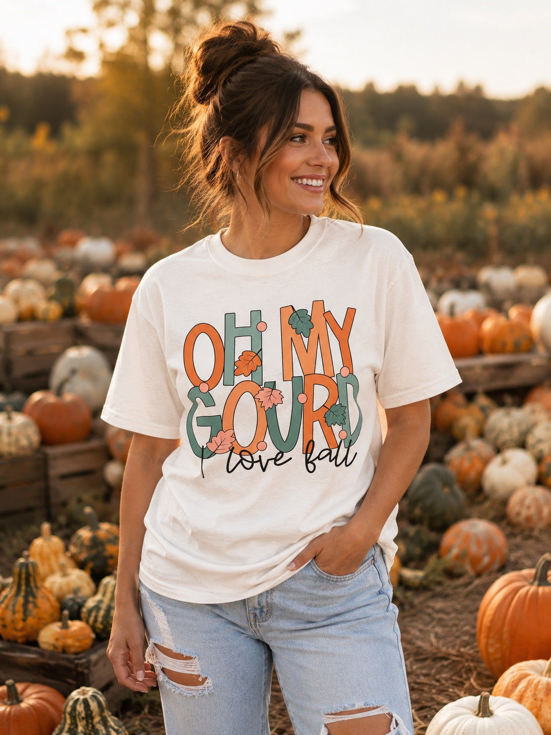 Oh My Gourd I Love Fall T-Shirt | Cute Pumpkin Season Graphic Tee