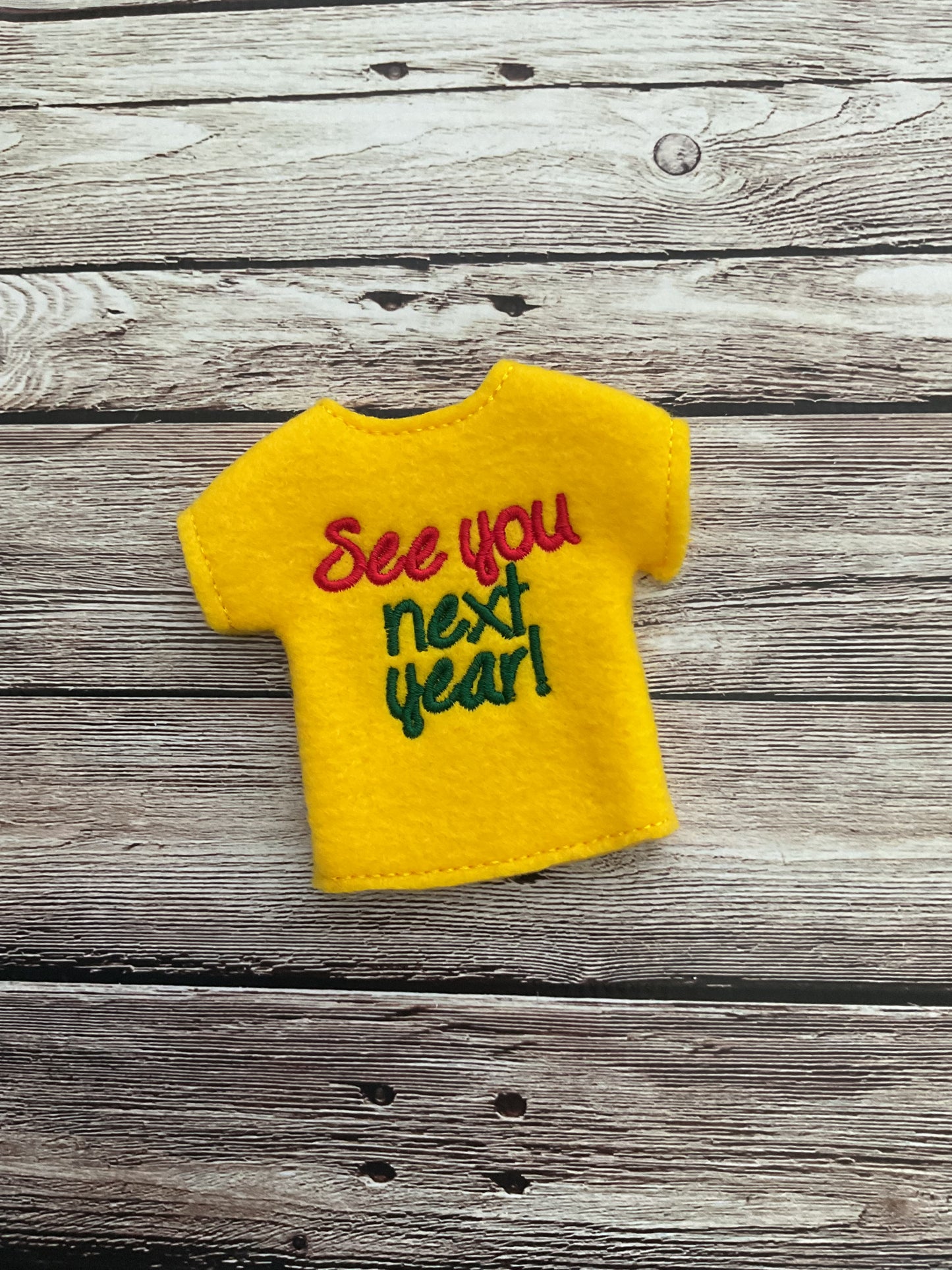(122) Holiday Elf/Doll Sweater featuring a saying “See You Next Year” Short Sleeve