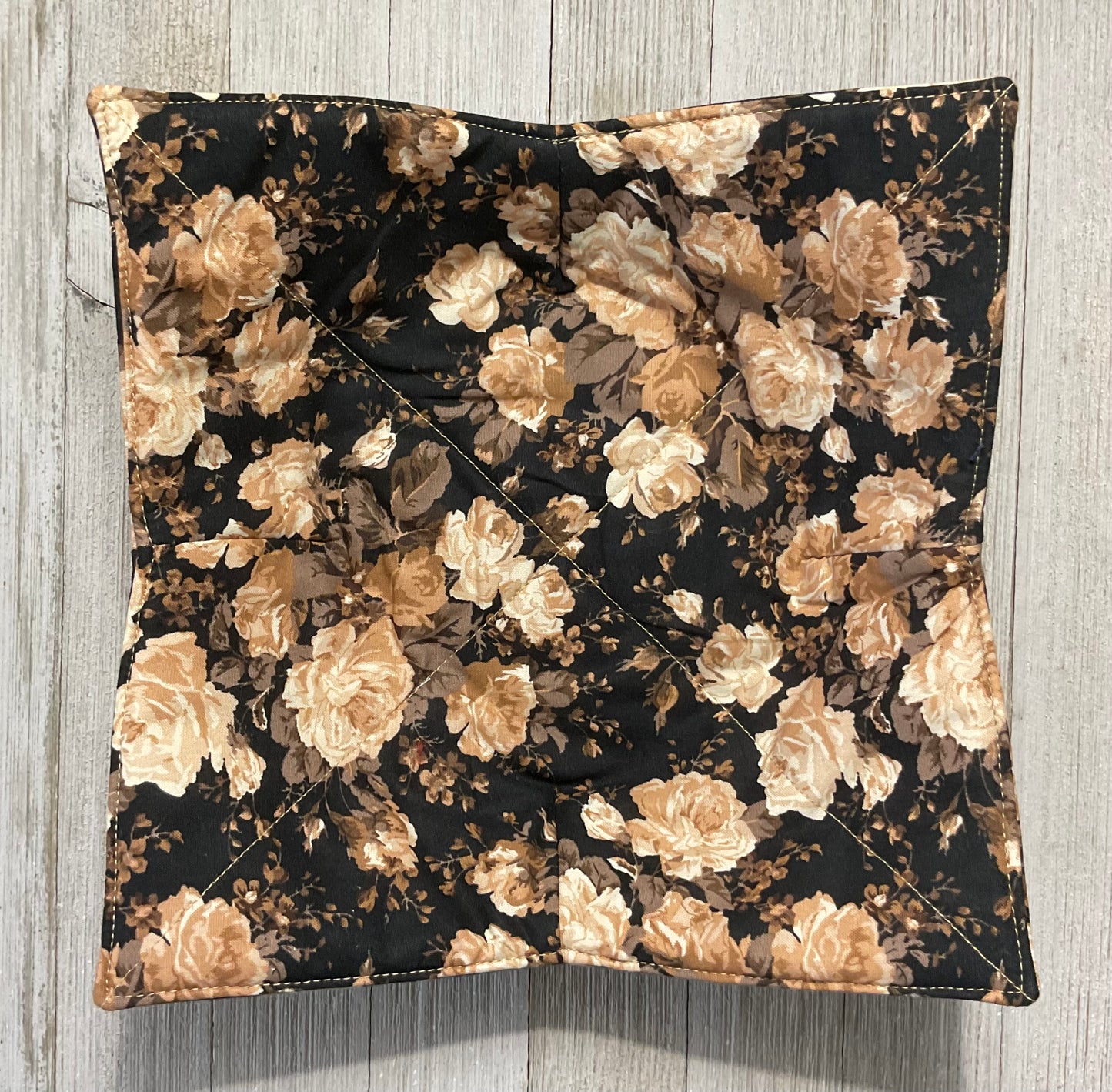 Microwave Bowl Potholder - Vintage Brown Roses