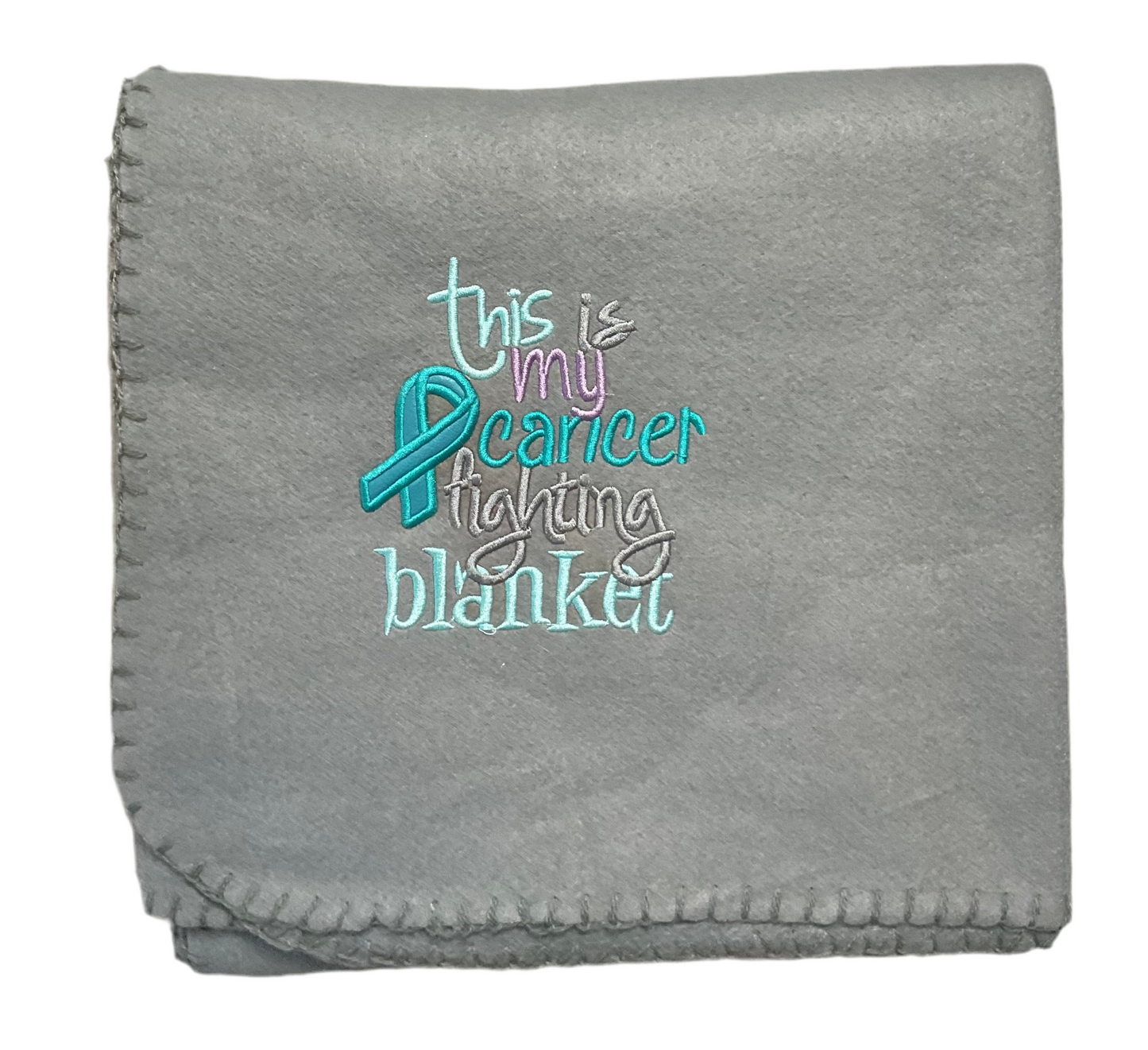 This is my cancer fighting blanket with teal ribbon, Lap Blanket