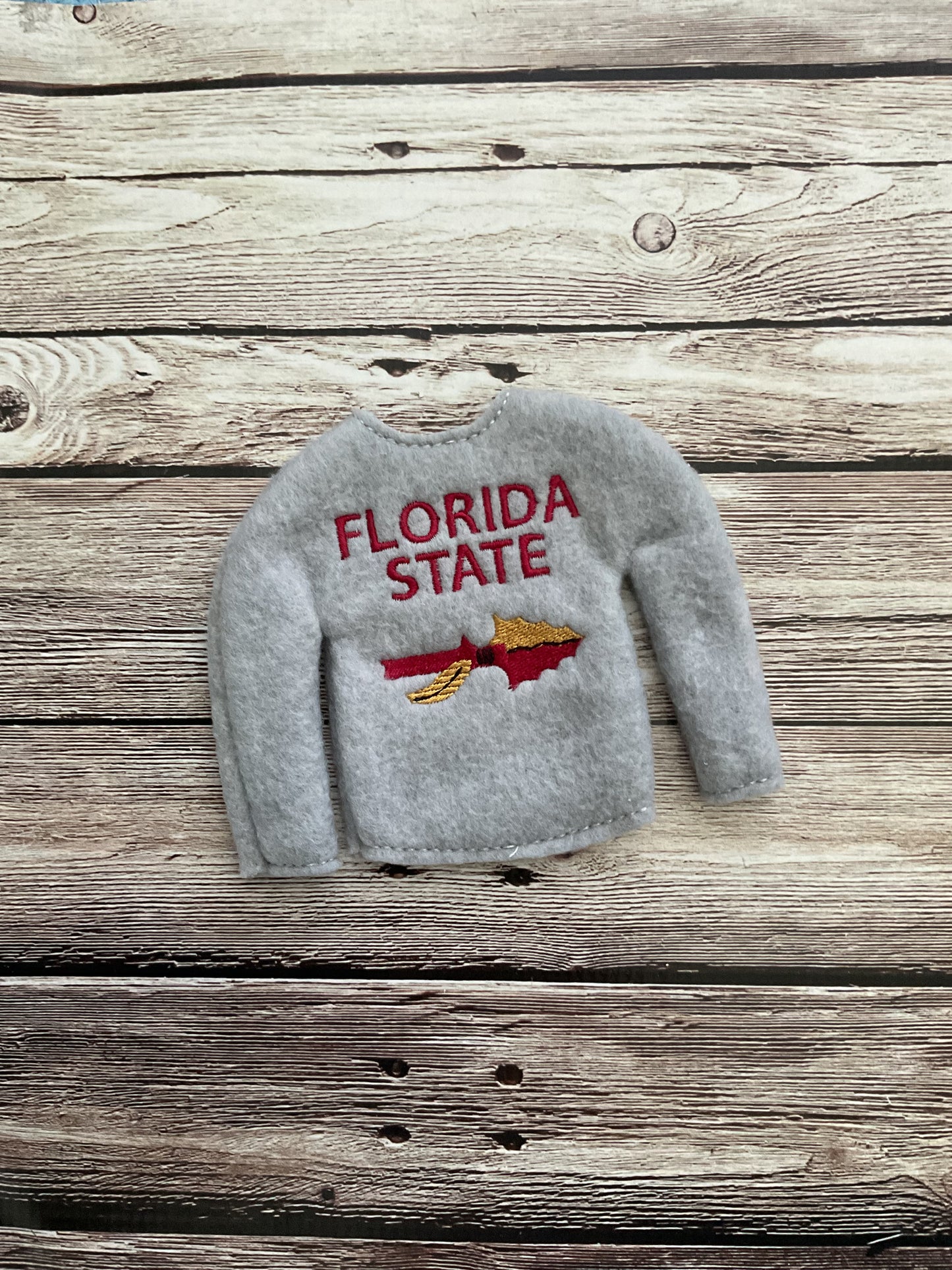 (103) Holiday Elf/Doll Sweater Florida State Garnet and Gold
