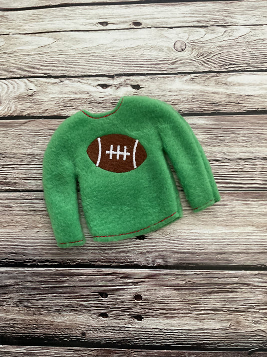 (106) Holiday Elf/Doll Sweater featuring a football