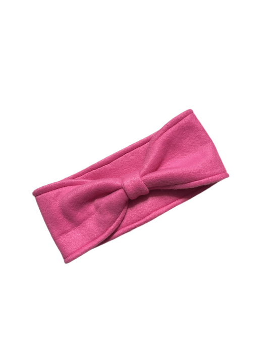 Bow Style Fleece headband ear warmer in bubble gum pink