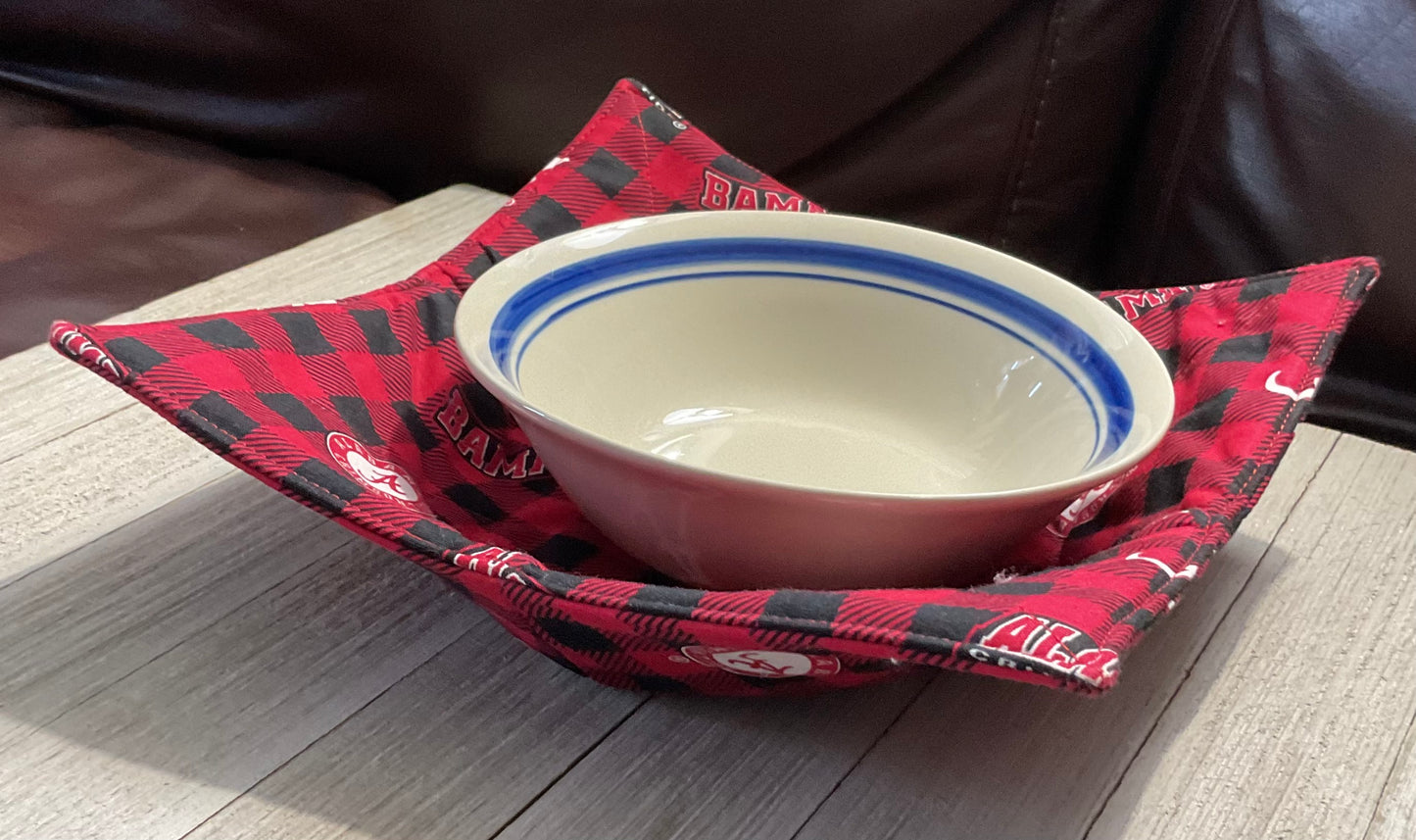 Microwave Bowl Potholder - Alabama Black & Red Check
