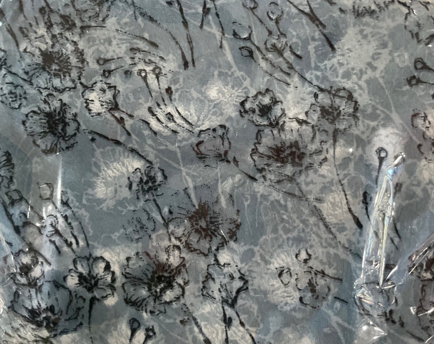 Fashionable Shawl Coverup - Denim Blue simple flow flowers Brushed feel