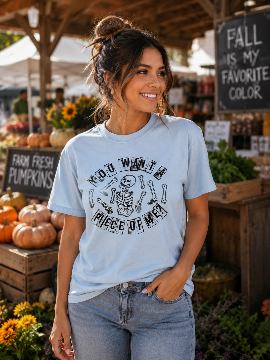 You Want a Piece of Me Skeleton T-Shirt | Funny Halloween Graphic Tee