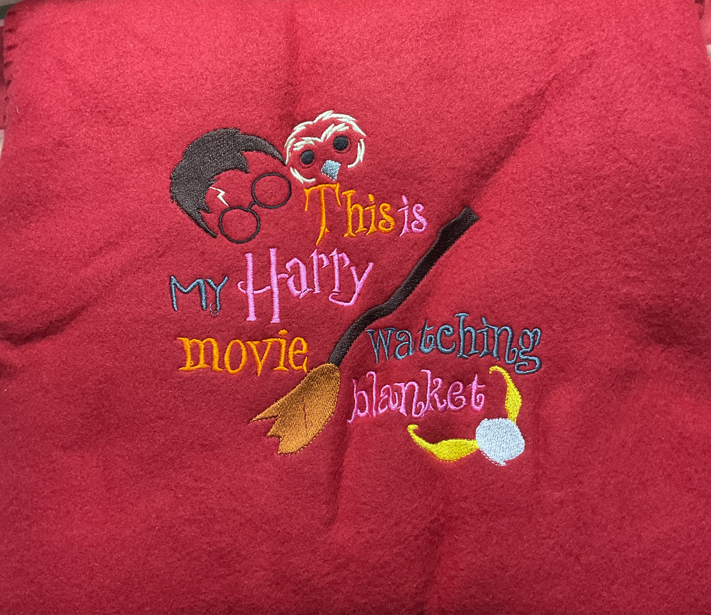 Harry Potter Movie Watching Embroidered Blanket