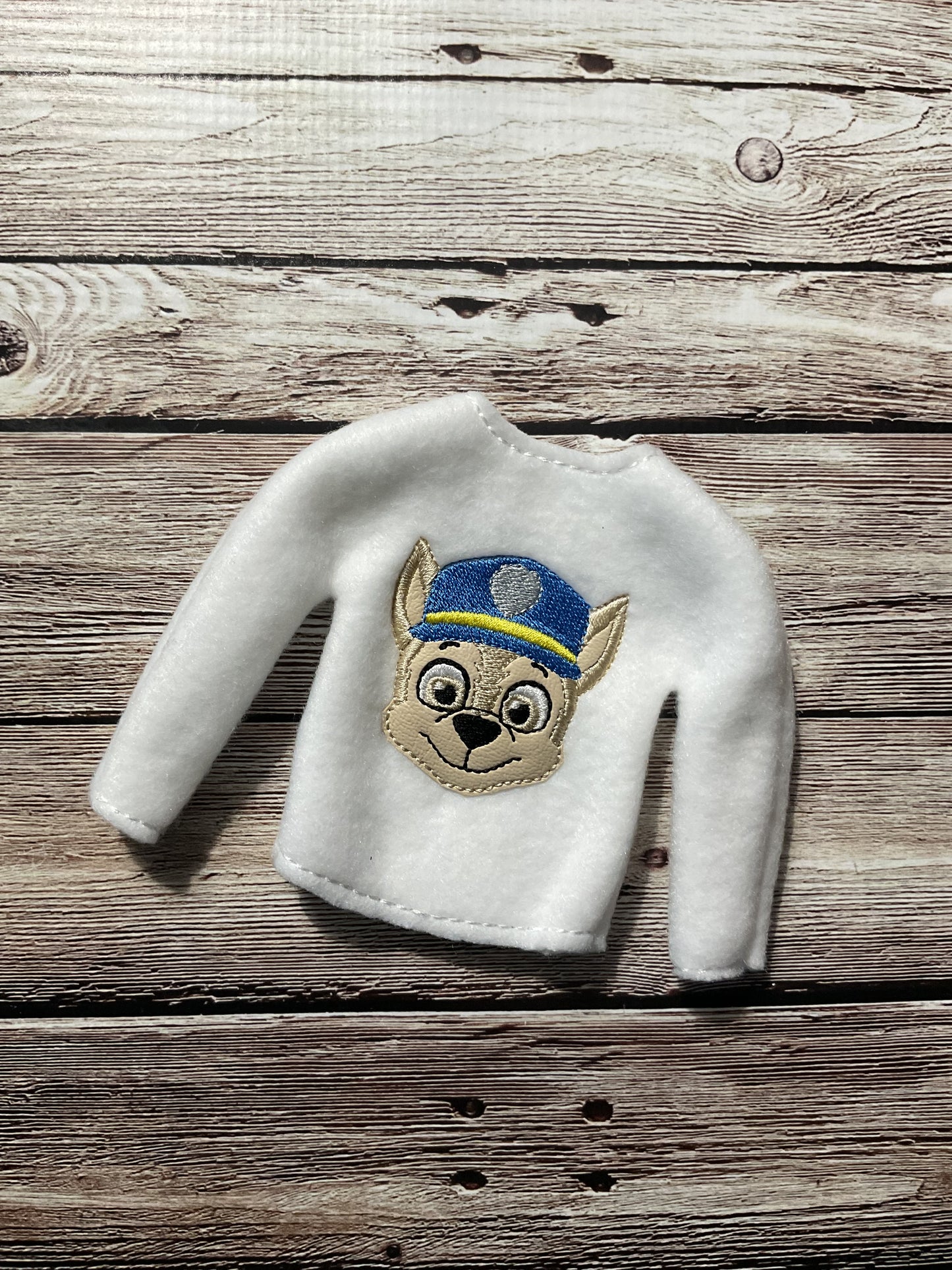 (268) Holiday Elf/Doll Sweater featuring Police Pup Chase