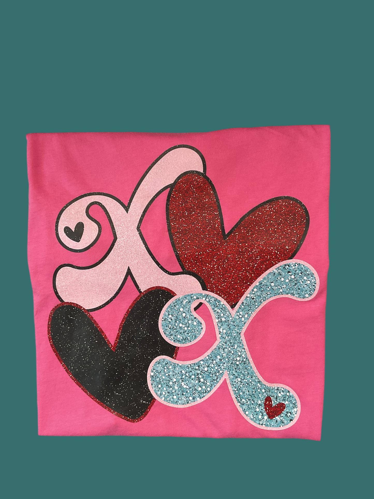 XOXO Graphic T with Hearts - Bubble Gum Pink