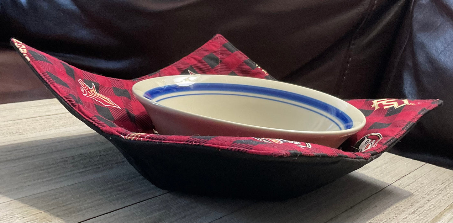 Microwave Bowl Potholder-Red and Black Checkered FSU