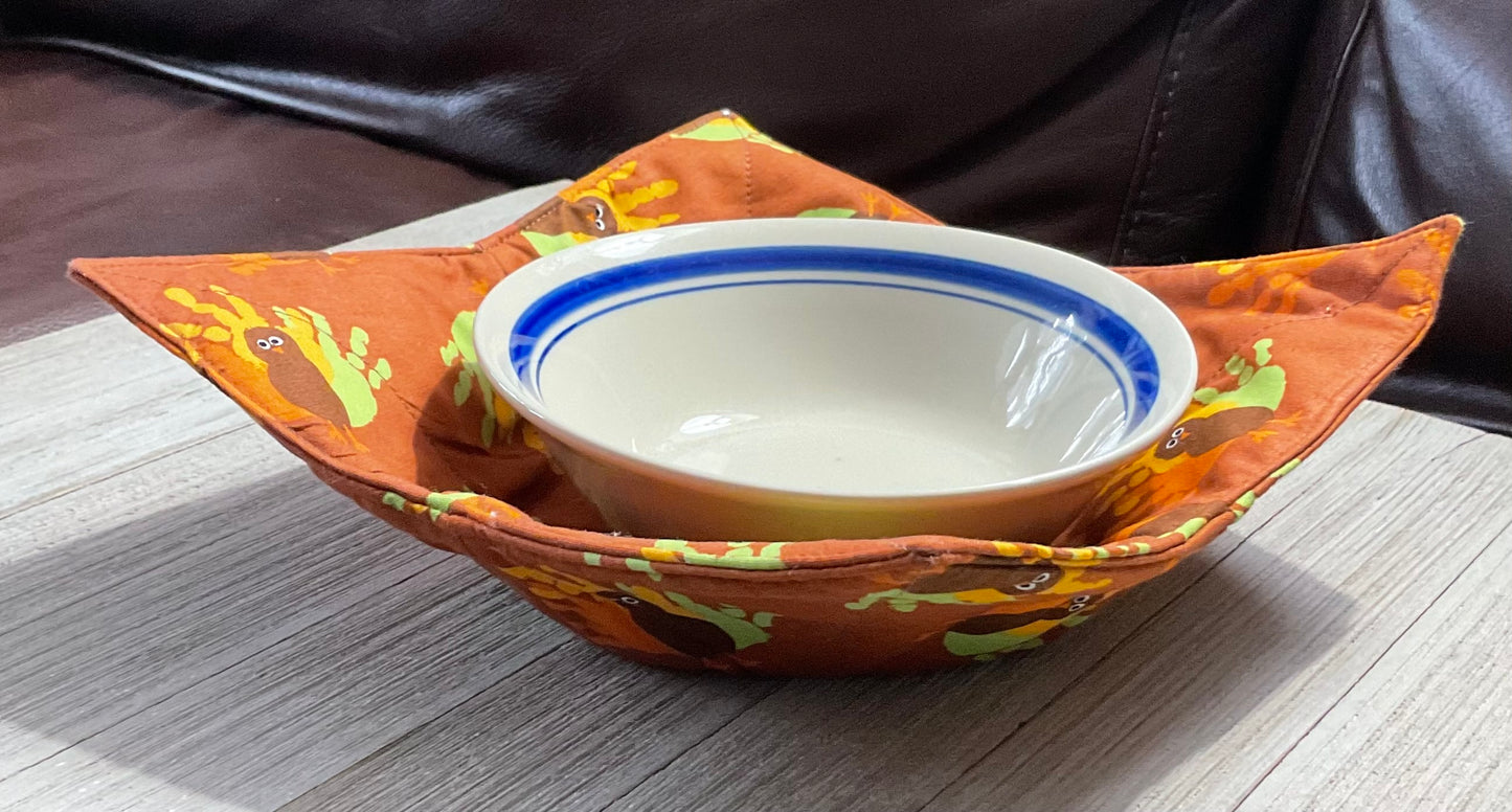 Microwave Bowl Pot Holder - Handprint Turkeys