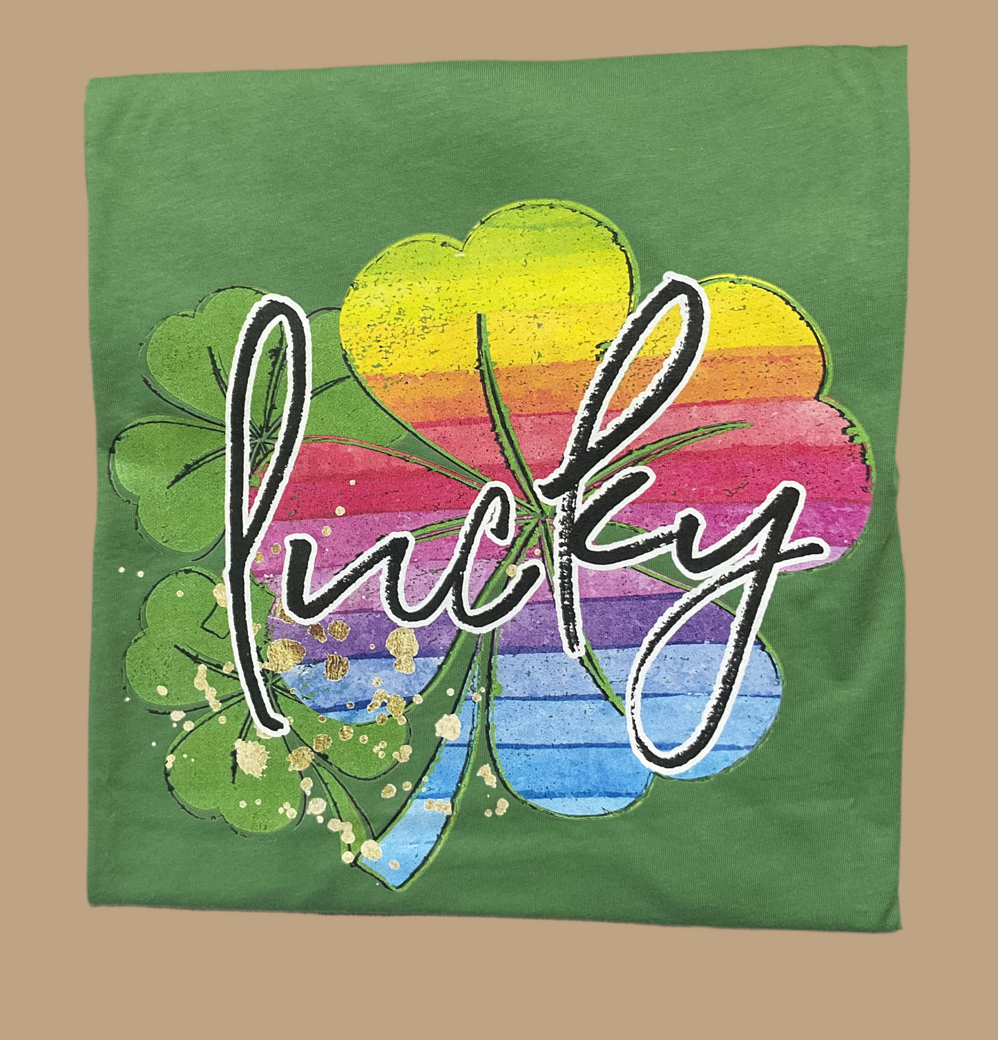 Rainbow Clover Lucky Graphic T - Green