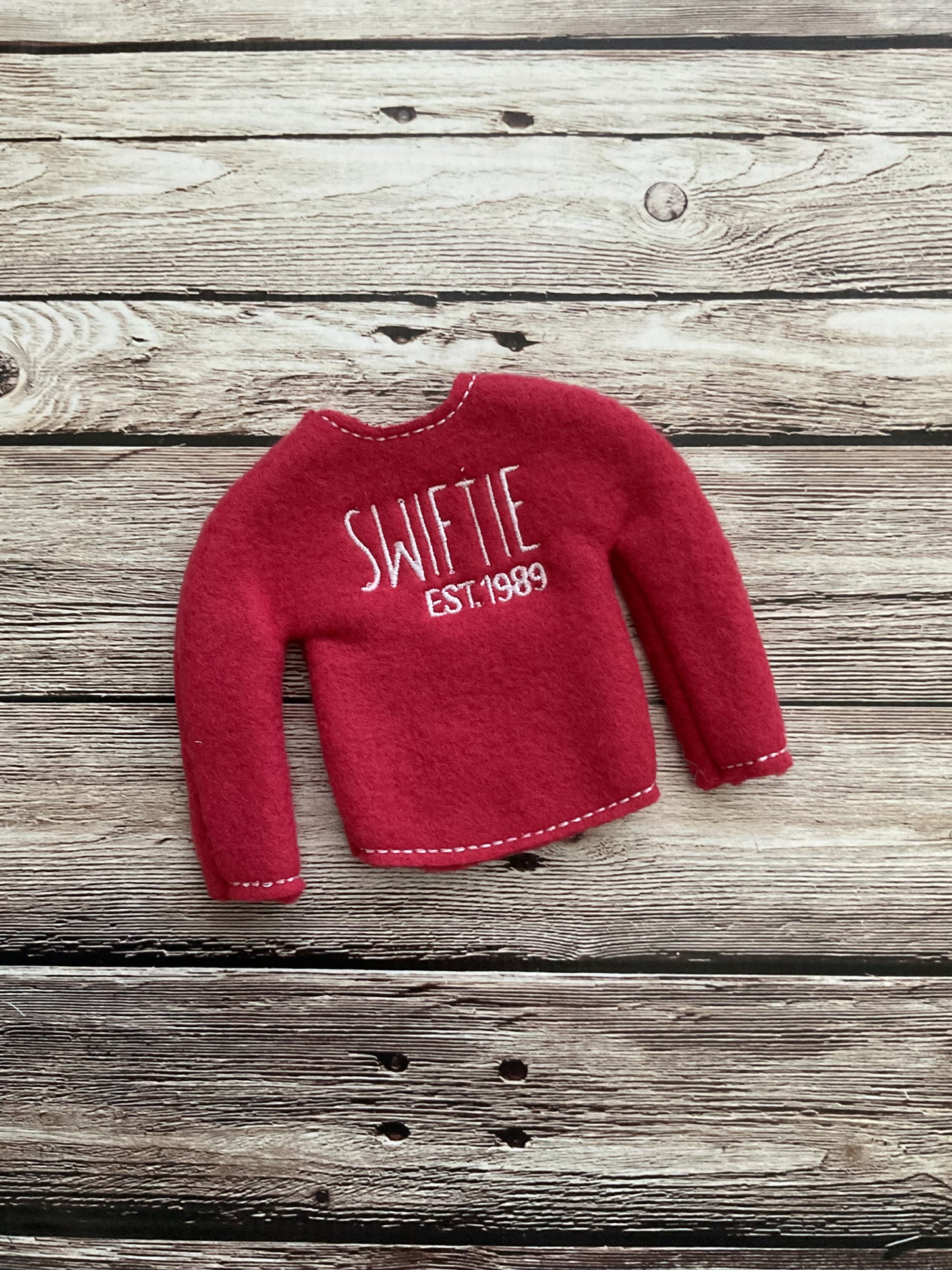 (228) Holiday Elf/Doll Sweater Red Swiftie inspired
