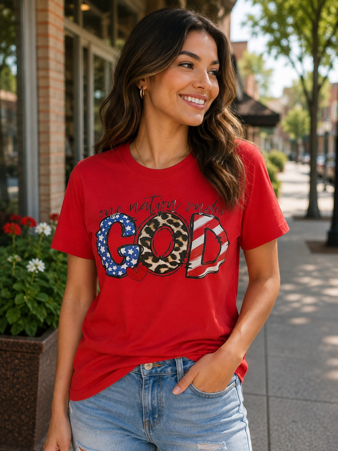 One Nation Under God Patriotic T-Shirt | Red Faith & Freedom Graphic Tee