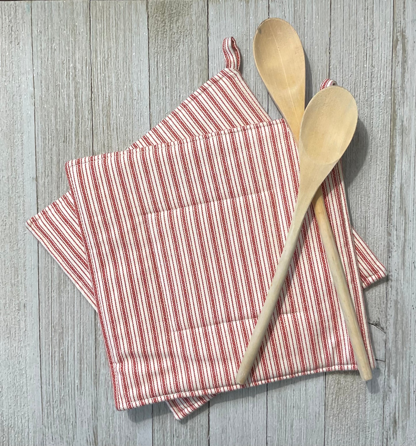 Farmhouse Hot Pad Potholder Red Striped