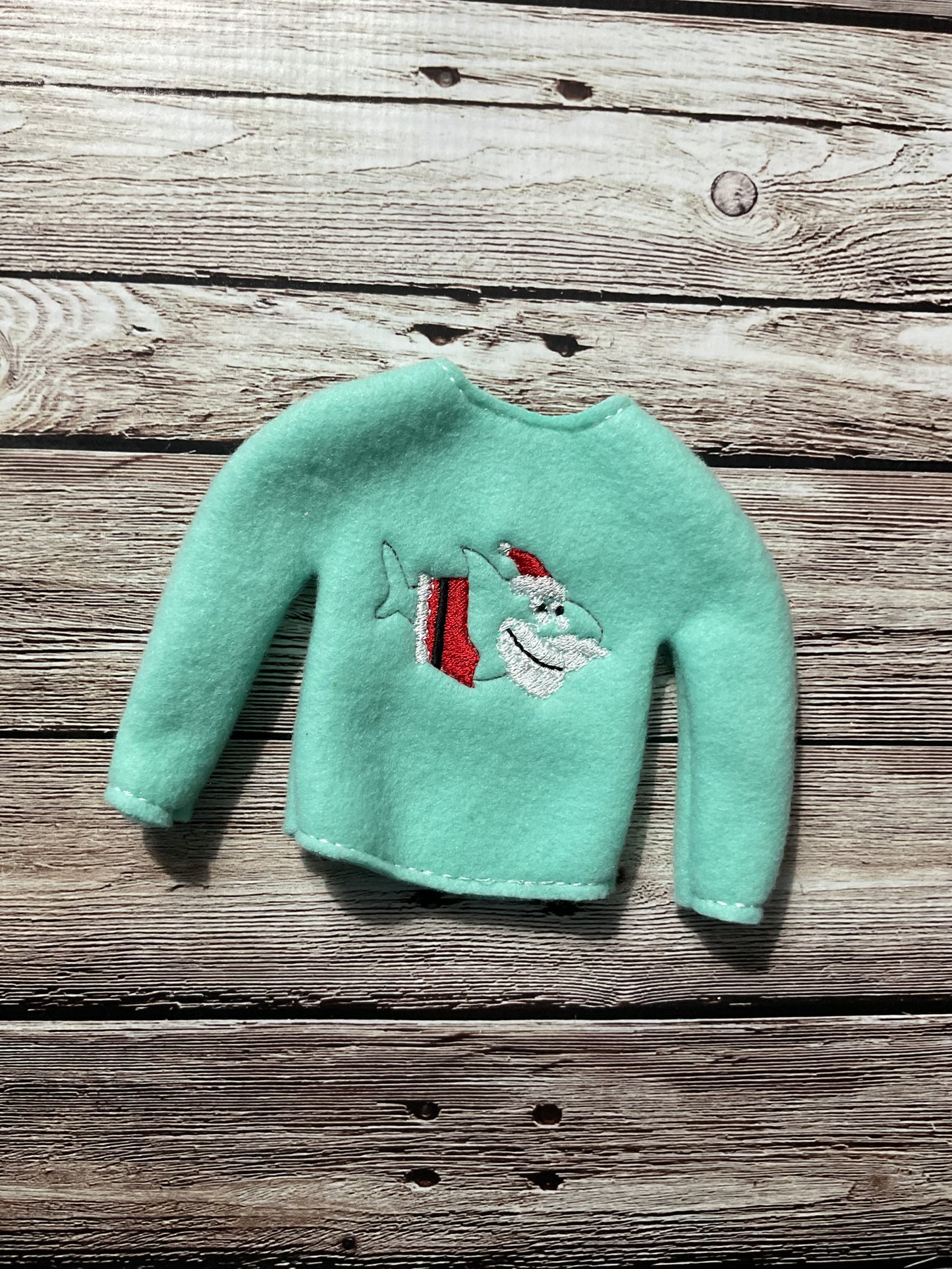 (270) Holiday Elf/Doll Sweater featuring Santa Shark