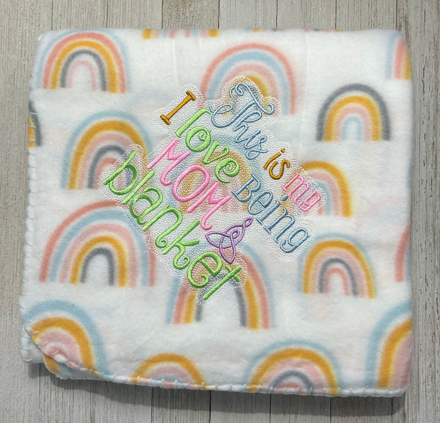 I Love Being a Mom Blanket Pastel Rainbow Blanket Lap Size