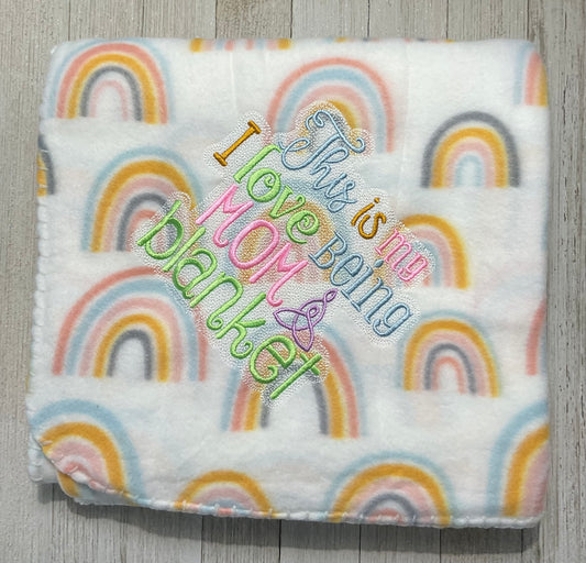 I Love Being a Mom Blanket Pastel Rainbow Blanket Lap Size
