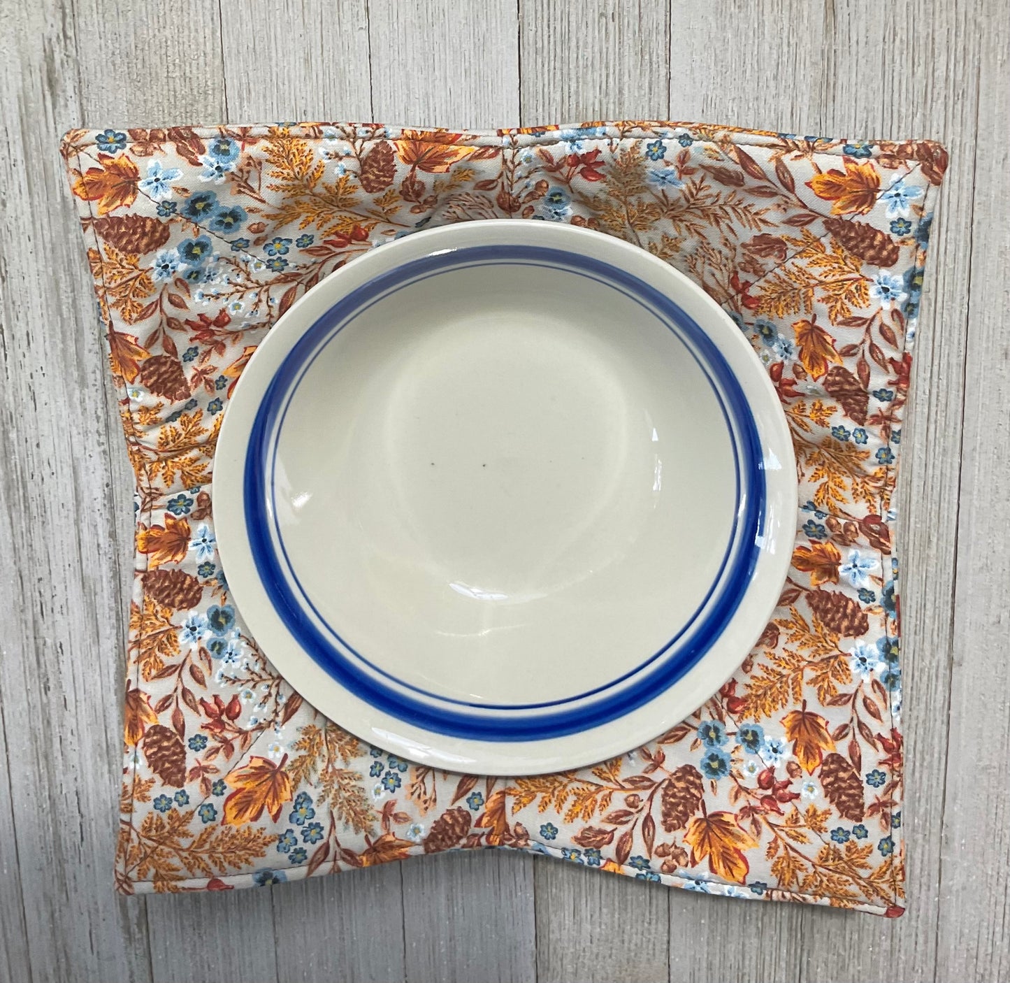 Microwave Bowl Potholder - Orange Brown Fall Leaves