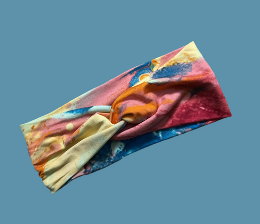 Wide boho twisted bright water Headband for sports, yoga, workouts, facials fashionable and comfortable