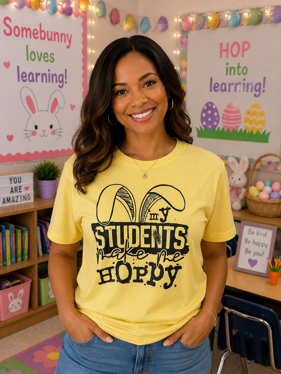 My Students Make Me Hoppy T-Shirt | Easter Teacher Bunny Tee
