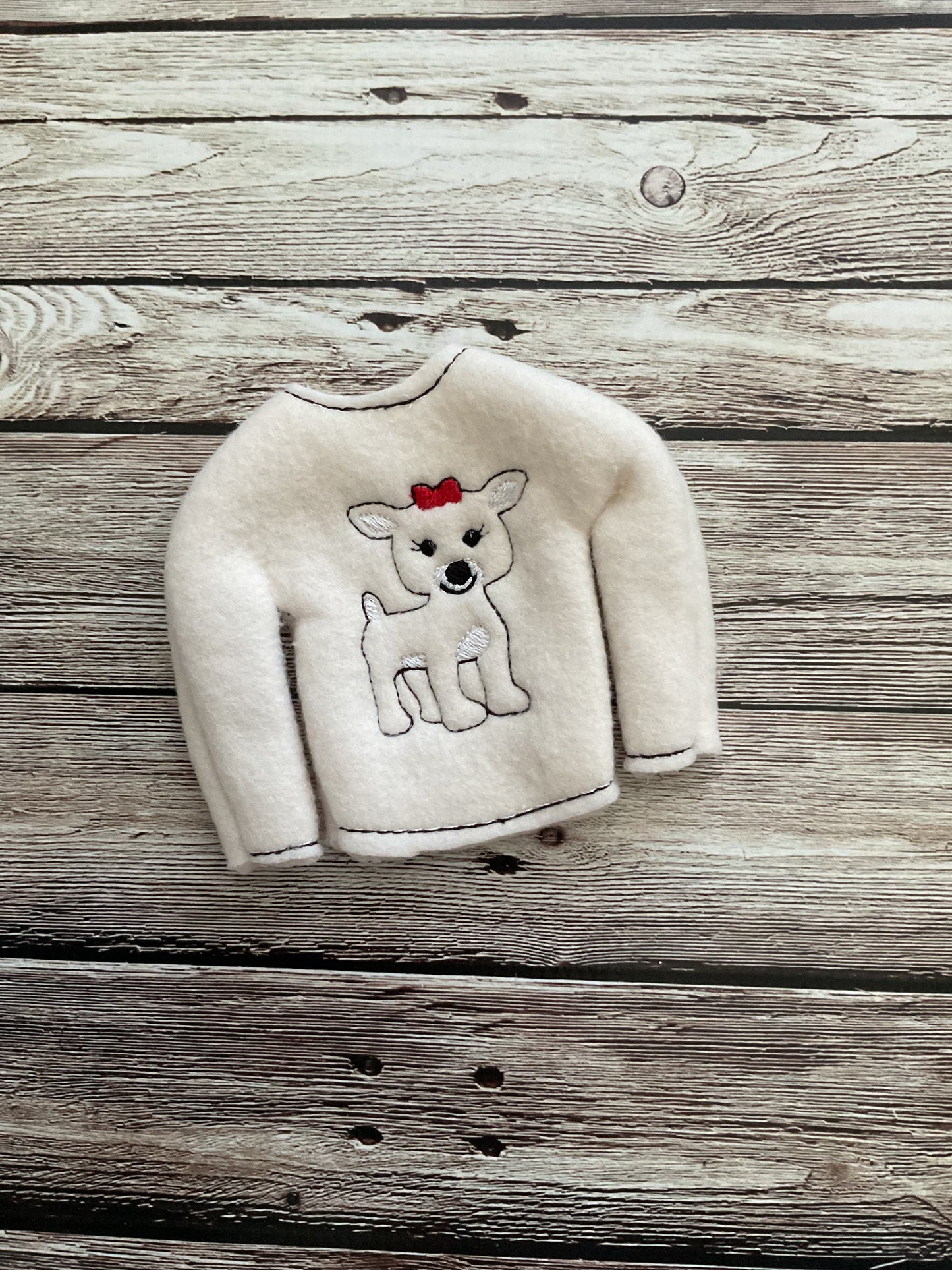 (184) Holiday Elf/Doll Sweater Girl Reindeer
