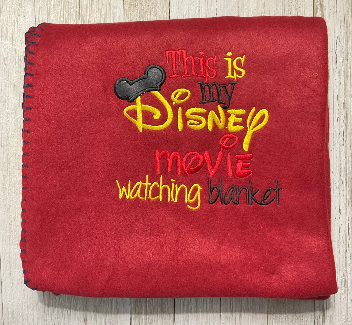 This is my Disney Movie. Watching blanket with Mickey Ears