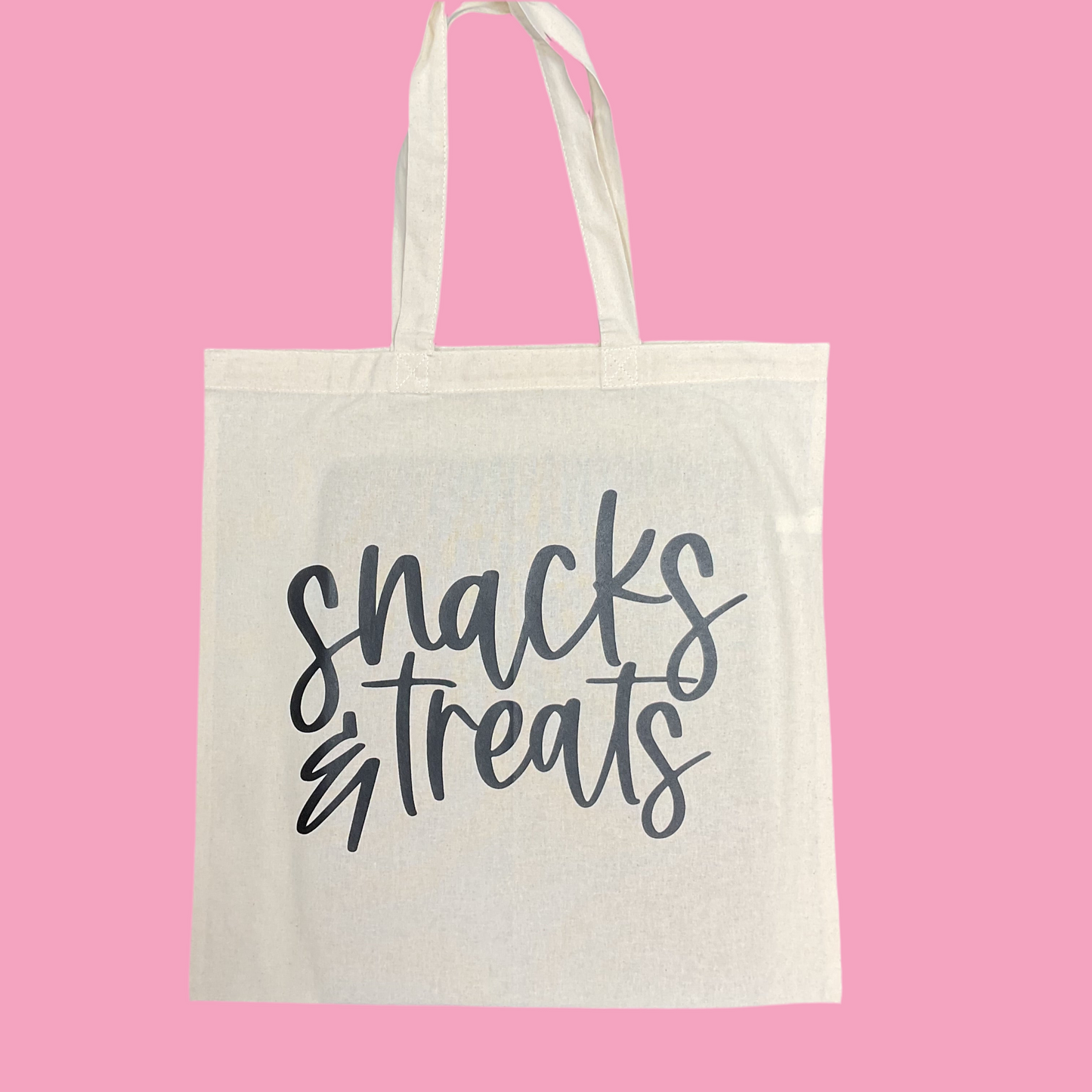 Snacks & Treats reusable grocery tote bag