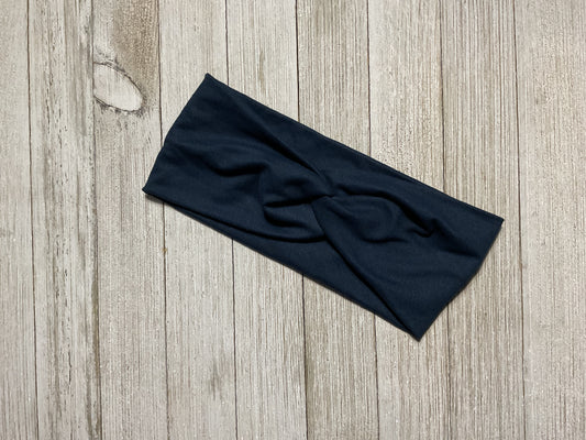 Wide Twisted Navy Blue Headband for  sports, yoga, workouts, facials, comfortable and fashionable