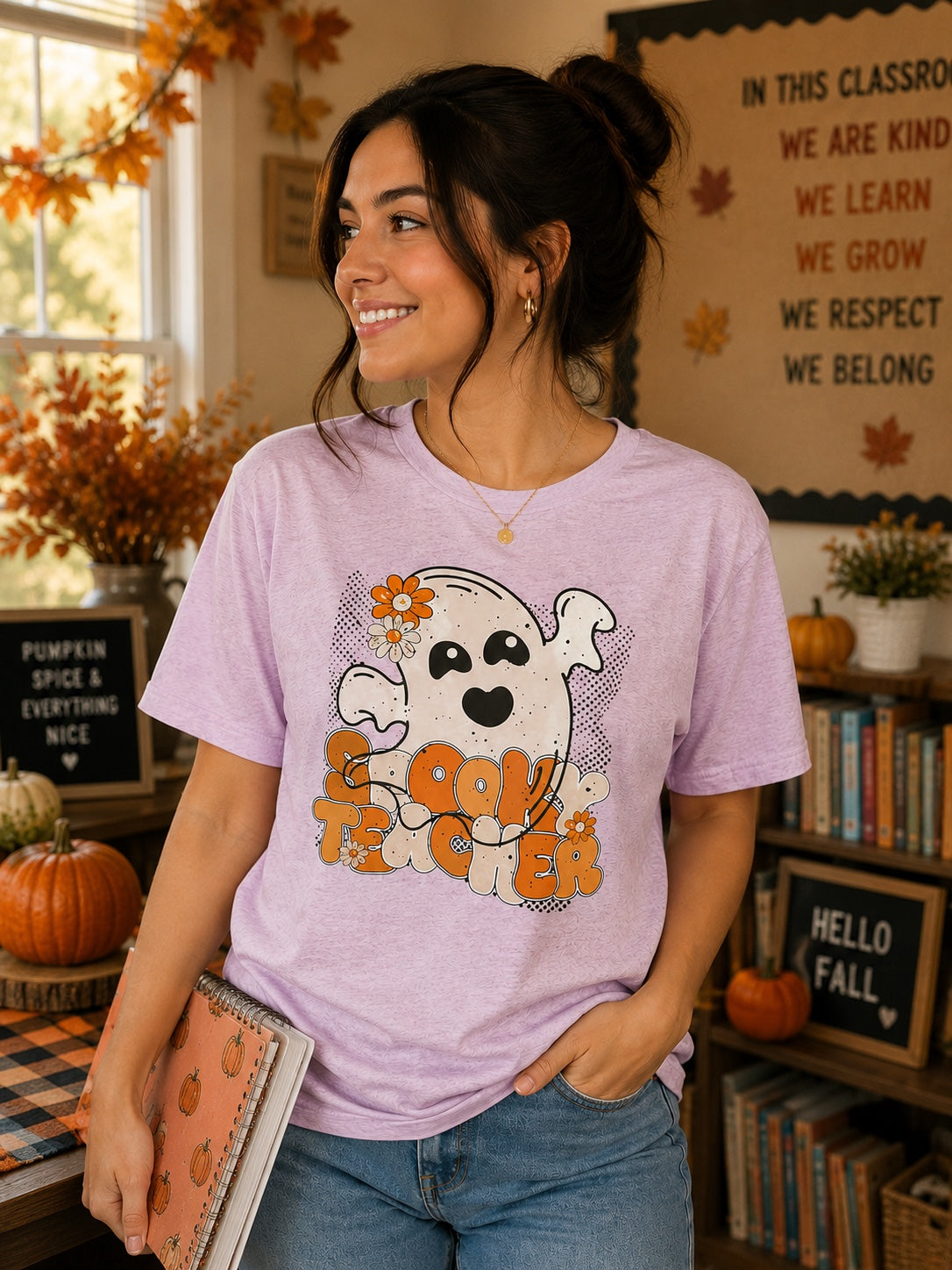 Spooky Teacher Ghost T-Shirt | Cute Halloween Teacher Tee