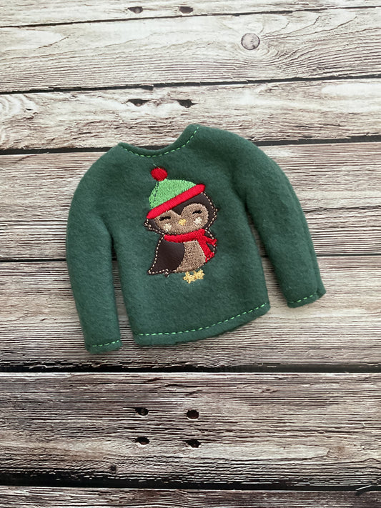 (174) Holiday Elf/Doll Sweater Winter Snow Bird