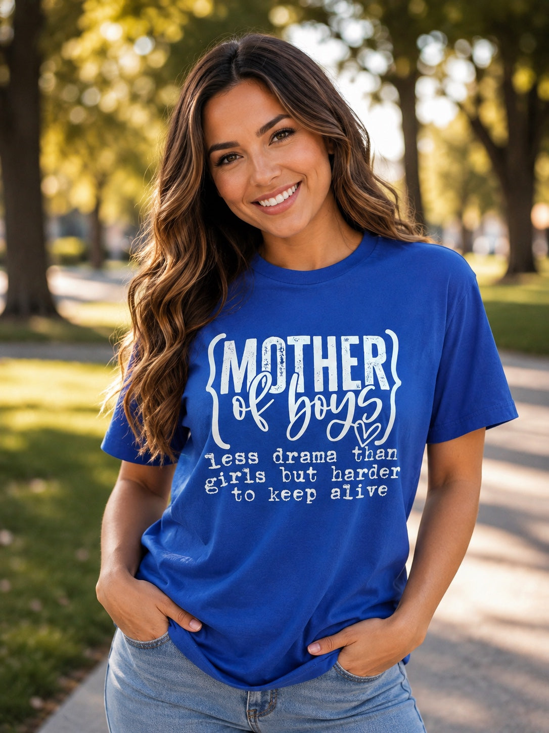 Mother of Boys T-Shirt | Less Drama Than Girls But Harder to Keep Alive Tee
