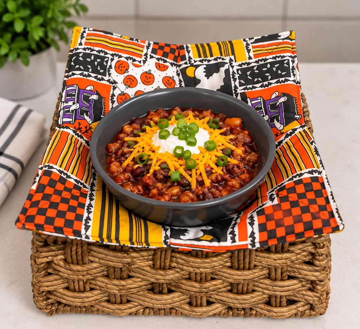 Vintage Halloween Patchwork Bowl Cozy