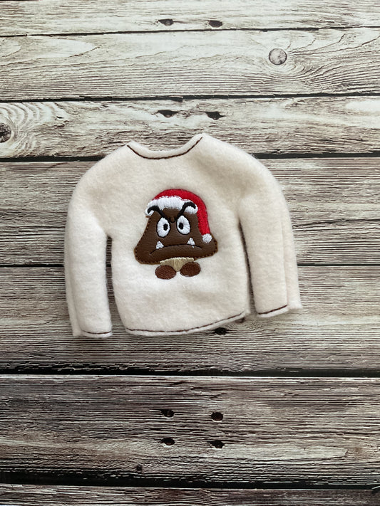 (193) Holiday Elf/Doll Sweater Brown Santa Mushroom