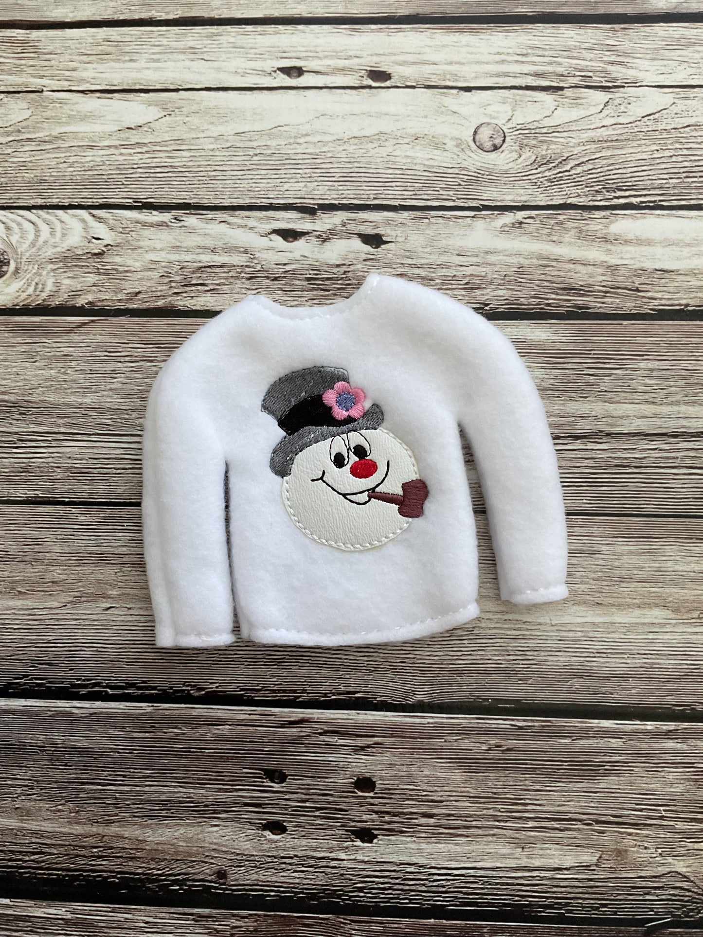 (182) Holiday Elf/Doll Sweater Top Hat Pipe Smoking Frost Snowman