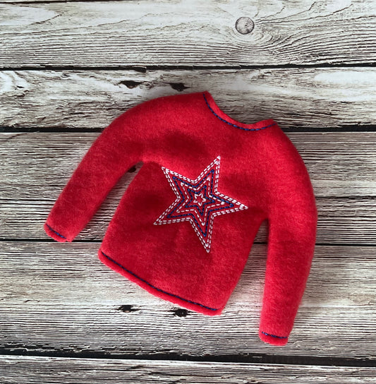 (296) Holiday Elf/Doll Sweater Patriotic Star