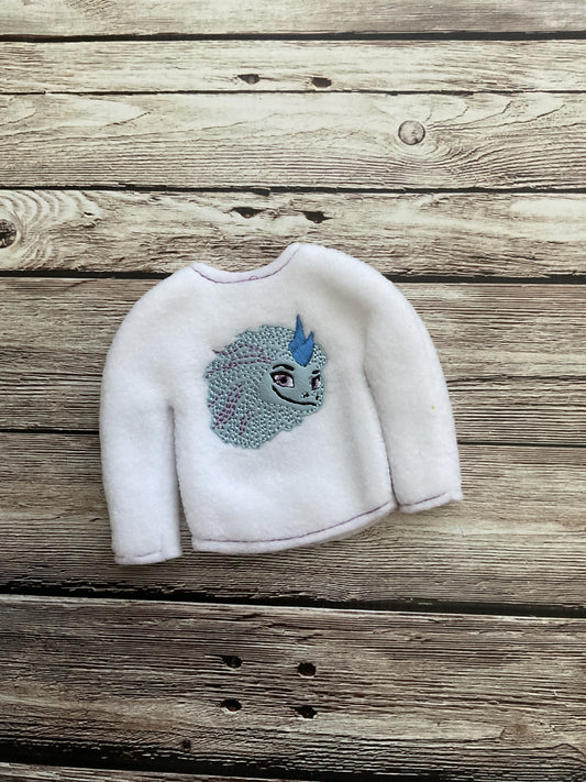 (194) Holiday Elf/Doll Sweater Blue Asian Dragon