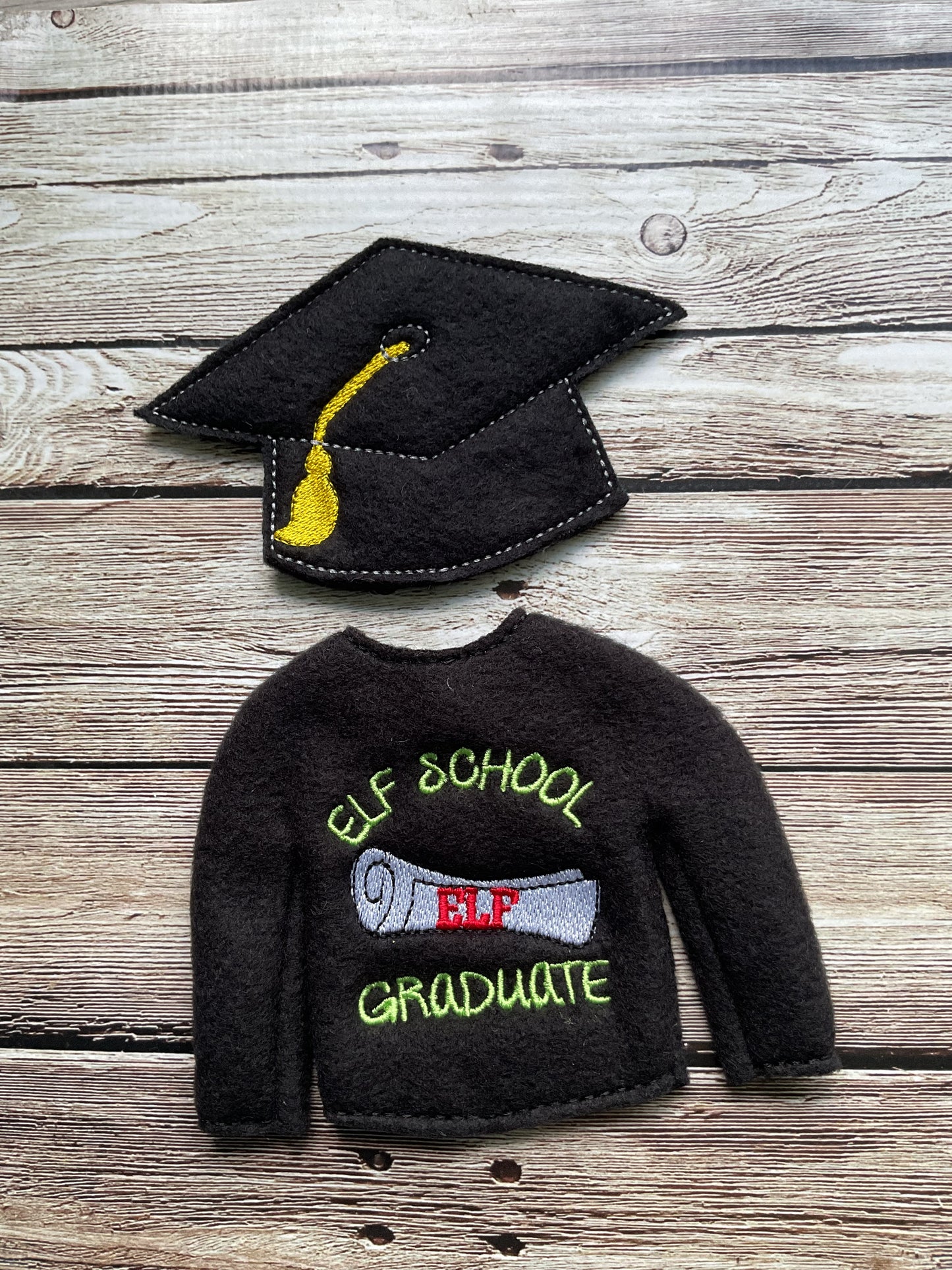 (156) Holiday Elf/Doll Sweater Elf School Graduate with Cap