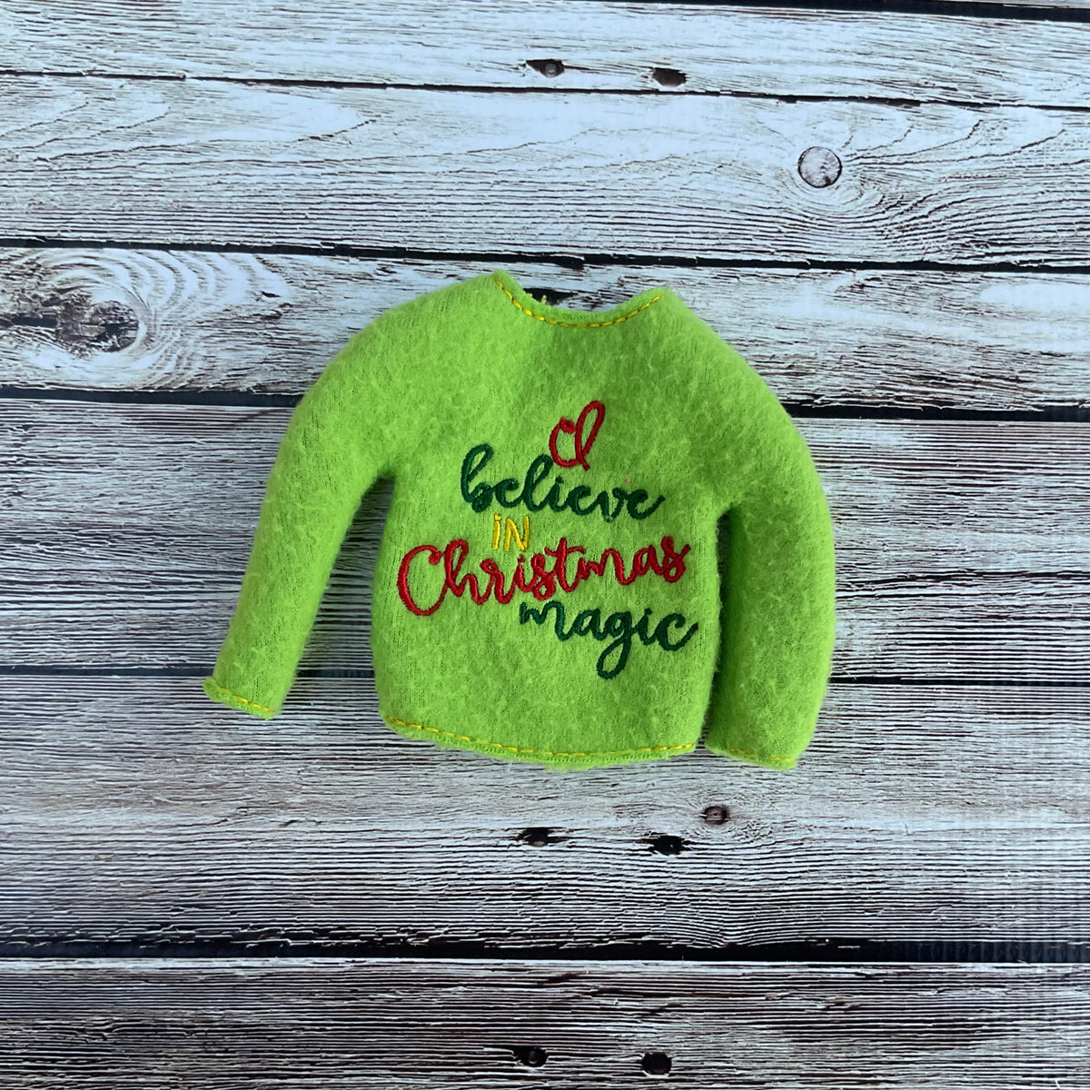 (287) Holiday Elf/Doll Sweater “I Believe in Christmas Magic”