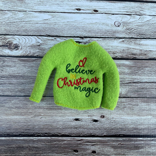 (287) Holiday Elf/Doll Sweater “I Believe in Christmas Magic”