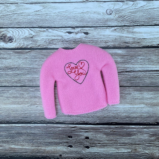 (230) Holiday Elf/Doll Sweater Love You With Heart
