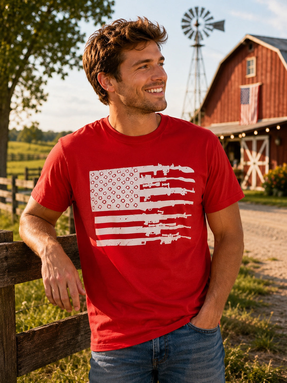 American Flag Graphic T-Shirt | Red Patriotic USA Tee