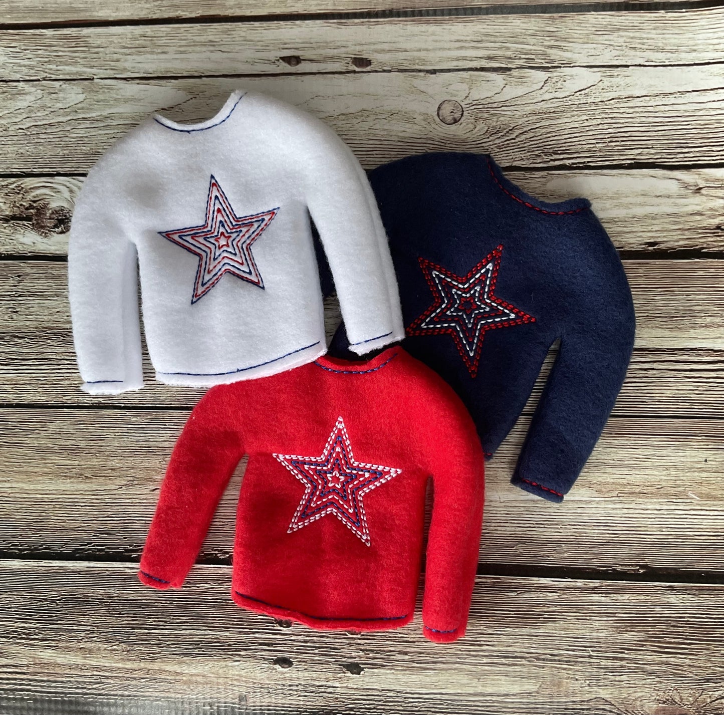 (296) Holiday Elf/Doll Sweater Patriotic Star