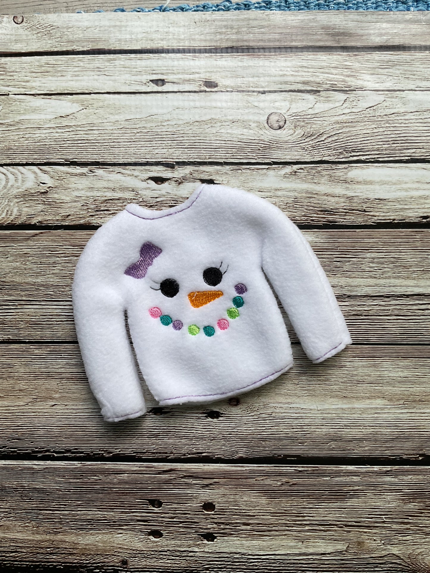 (129) Holiday Elf/Doll Sweater featuring a Snow girl Face