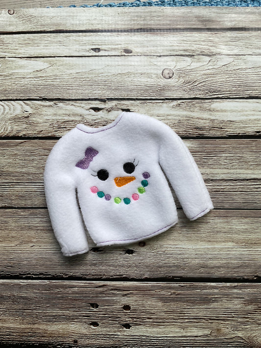 (129) Holiday Elf/Doll Sweater featuring a Snow girl Face