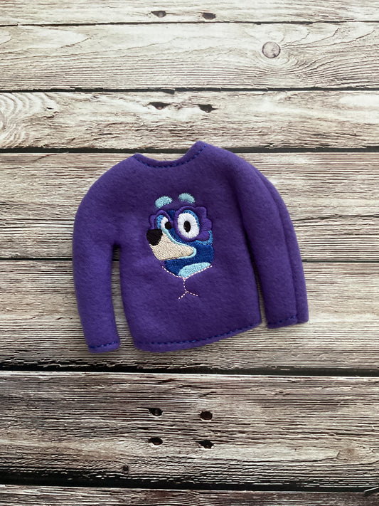 (198) Holiday Elf/Doll Sweater Purple Granny Dog
