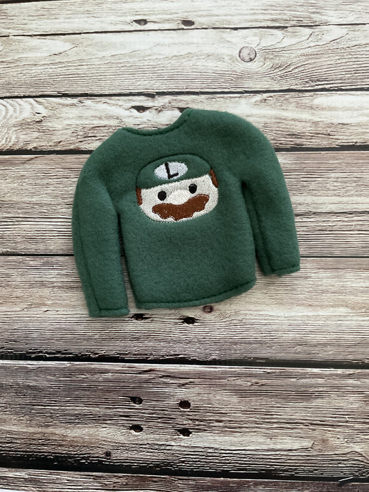 (187) Holiday Elf/Doll Sweater Green Plumber L
