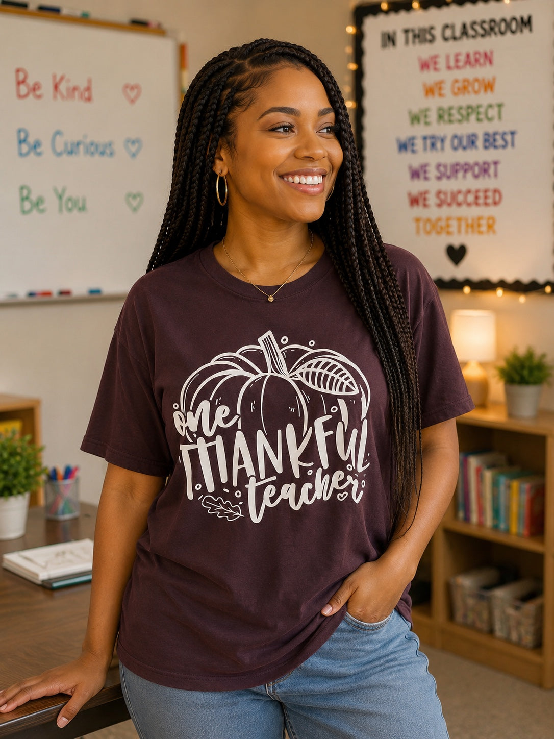 One Thankful Teacher T-Shirt | Fall Thanksgiving Teacher Tee