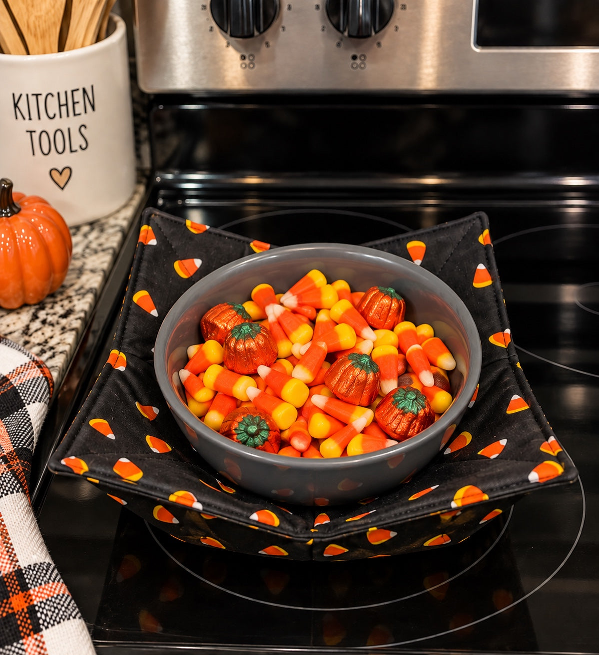 Candy Corn Halloween Bowl Cozy